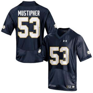 Notre Dame Fighting Irish Men's Sam Mustipher #53 Navy Blue Under Armour Authentic Stitched College NCAA Football Jersey GTC7699YC